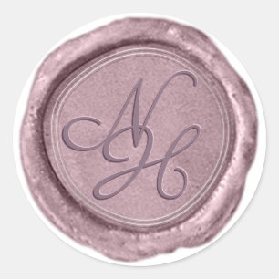 Elegant Metallic Roze Wax Seal Monogram Sticker