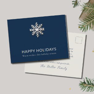 Elegant Metallic Snowflake Holiday Briefkaart