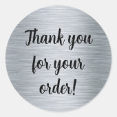 Elegant metallic zilver Dank u Ronde Sticker (Voorkant)