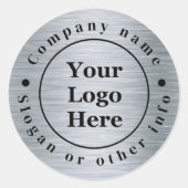 Elegant metallic zilver ronde sticker (Voorkant)