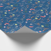 Elegant Mid Blue FLORAL Cadeaupapier (Hoek)