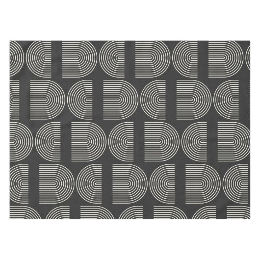 Elegant Mid Century Mod Arch Lines Black en White Tafelkleed (Voorkant (Horizontaal))