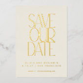 Elegant Mid Century Modern Gold Save the Date Folie Uitnodiging (Voorkant)
