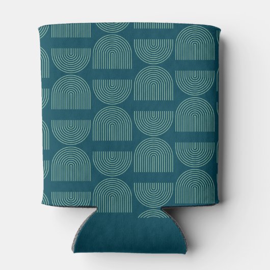 Elegant Mid Mod Arch Blauwgroen Blue Custom Weddin Blikjeskoeler (Achterkant)