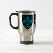 Elegant middeleeuws Fleur De Lis in blauw Reisbeker (Links)