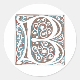 Elegant middeleeuwse letter B Antiek monogram Ronde Sticker