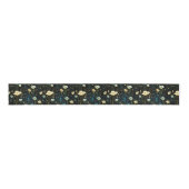 Elegant Midnight Blue Celestial Floral Grosgrain Lint (Voorkant)