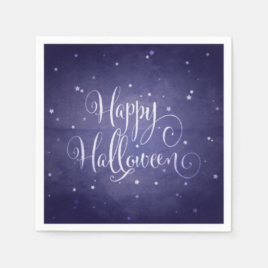 Elegant Midnight Blue Stars Happy Halloween Servetten (Voorkant)