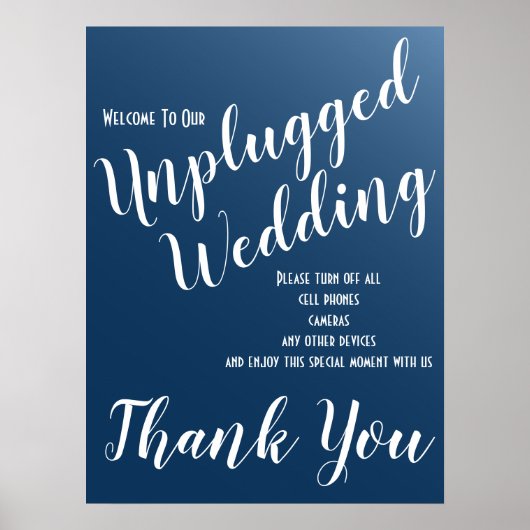 Elegant Midnight Blue Unplugged Weddenbord Poster (Voorkant)