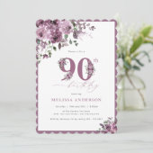 Élégant mignon Rose 90e anniversaire Invitation (Debout devant)