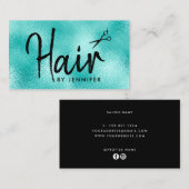 Elegant mijnenblauw en zwarte schaar visitekaartje (Voorkant / Achterkant)