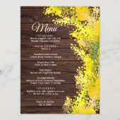 Elegant Mimosa Flowers Wedding Menu (Voorkant)