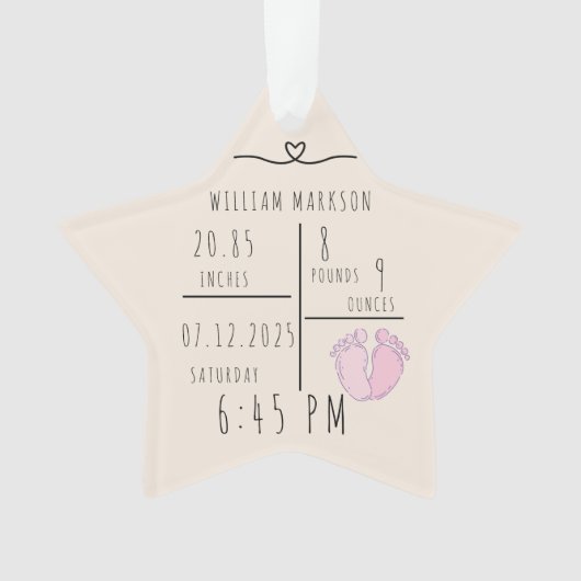 Élégant Mini Nom du bébé Script & Statistiques de  (devant)