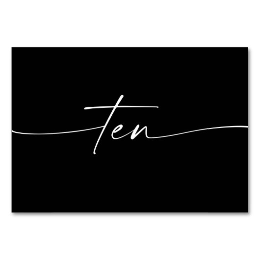 Élégant Mini Script Cartes de Table Numéros Dix (Dos)