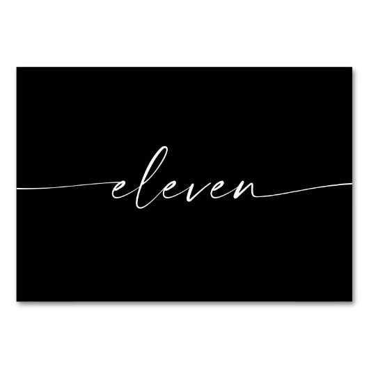 Élégant Mini Script Cartes de Table Numéros Onze (Devant)