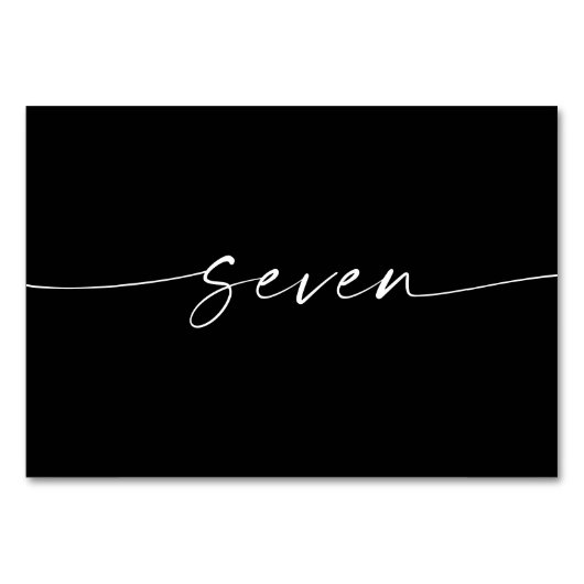 Élégant Mini Script Cartes de Table Numéros Sept (Dos)