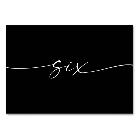 Élégant Mini Script Cartes de Table Numéros Six (Dos)
