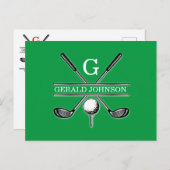 Elegant Minimaal Aangepast Golf Monogram Briefkaart (Voorkant / Achterkant)