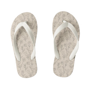 Elegant Minimaal Bloem Lijn Patroon Kinder Teenslippers