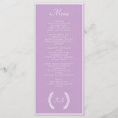 Elegant minimaal bloemig monogram Paarse lavendel Menu (Voorkant)