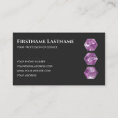 Elegant minimaal donkergrijs violet amethysthexago visitekaartje (Achterkant)