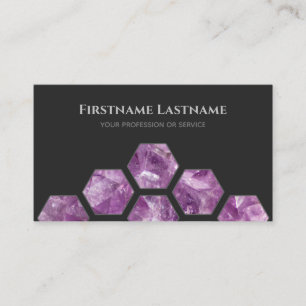 Elegant minimaal donkergrijs violet amethysthexago visitekaartje