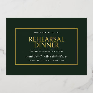 Elegant Minimaal Donkergroen Gouden Lijst Repetiti Folie Uitnodiging