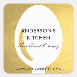 ELEGANT MINIMAAL FAUX GOLD SPOON CHEF CATERING VIERKANTE STICKER