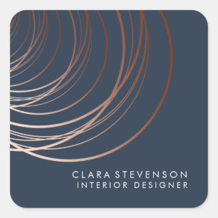 Elegant minimaal faux roos goud geometrische marin vierkante sticker