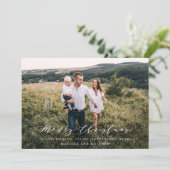 Elegant minimaal foto kerstscript feestdagenkaart (Staand voorkant)