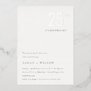 Elegant minimaal gebold zilver per jaar Jubileum Folie Uitnodiging