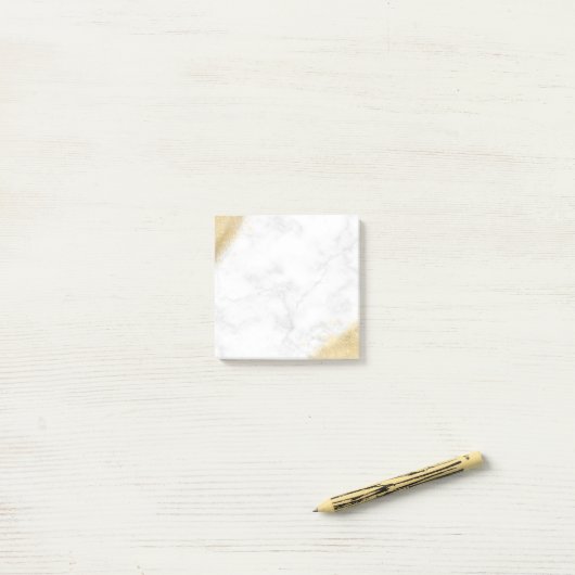 Elegant minimaal goudglitter witte marmer post-it® notes (Op bureau)