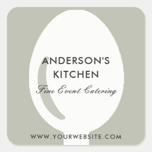 ELEGANT MINIMAAL GRAY WHITE SPOON CHEF CATERING VIERKANTE STICKER