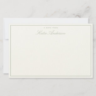 Elegant Minimaal Klassiek Schrift Salie Groen Briefpapier