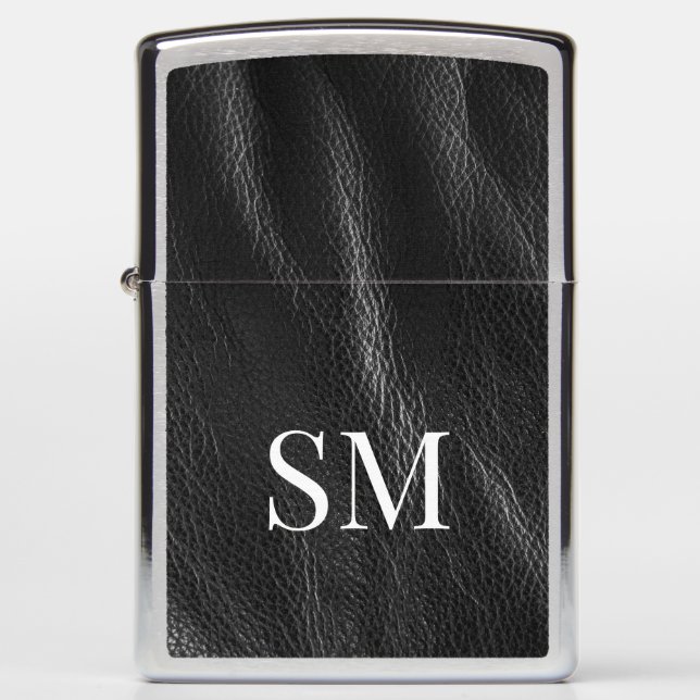 Elegant minimaal leder Monogram Initialen (Voorkant)
