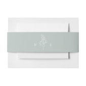 Elegant minimaal monogram blad salie groen bruilof uitnodigingen wikkel (Voorkant Voorbeeld)