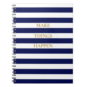 Elegant minimaal navyblauw en witte strepen notitieboek