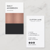 ELEGANT MINIMAAL ROOS GOLD COPPER BLACK STRIPS VISITEKAARTJE (Voorkant / Achterkant)