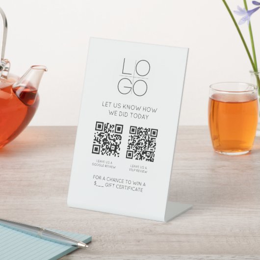 Elegant Minimaal Script CR Code Customer Review Reclamebord Met Voetstuk (Insitu)