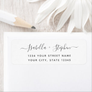 Elegant Minimaal Script Zwart Wit Retouradres Etiket