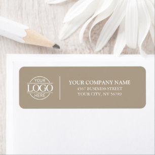 Elegant Minimaal Taupe Zakelijk Logo Retouradres Etiket