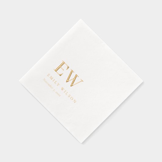 Elegant Minimaal Topografie Custom Monogram Folie Servetten (Rechts)