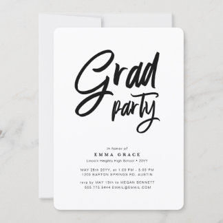 Elegant Minimaal Vet Schrift Grads Feest Kaart