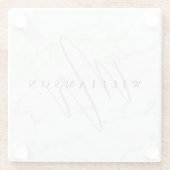 Elegant minimaal wit marmer Mr. Script Custom Glazen Onderzetter (Achterkant)