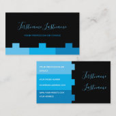 Elegant minimaal zwart en indigoblauw monogram visitekaartje (Voorkant / Achterkant)