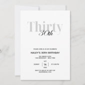 Elégant minimal 30e anniversaire Invitation de fêt (Devant)