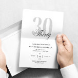 Elégant minimal 30e anniversaire Invitation de fêt<br><div class="desc">30 ans anniversaire Invitation de fête minimaliste Neutre Noir et Blanc | Invitations d'anniversaire pour adultes | Moderne minimaliste Élégant 30ème Invitations | Célébration d'anniversaire</div>