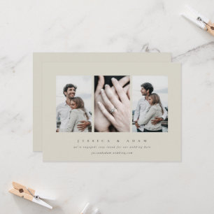 Élégant minimal 3 Fiançailles photo Faire-part