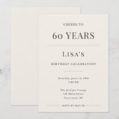 Elegant Minimal 60th Birthday Celebration Kaart (Voorkant / Achterkant)