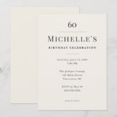 Elegant Minimal 60th Birthday Celebration Kaart (Voorkant / Achterkant)